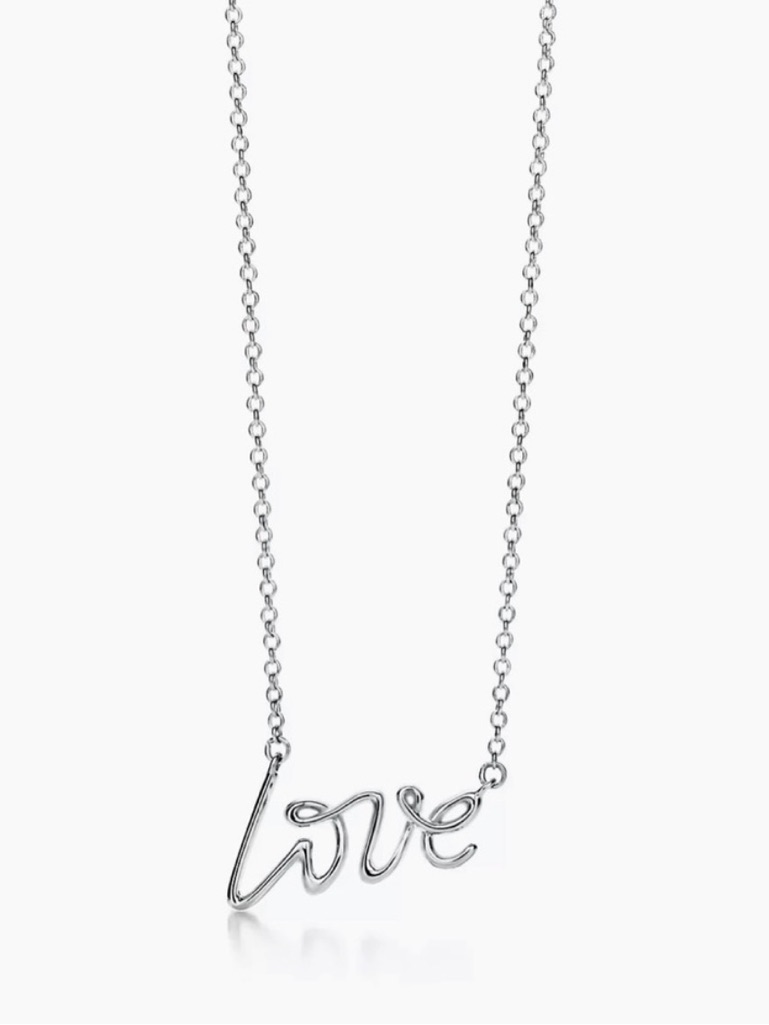Paloma Picasso Silver Love Script Pendant Necklace 150$